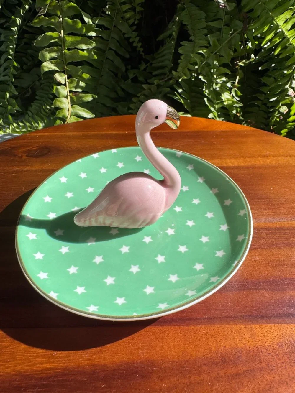 Ceramic Pink Flamingo Ring Dish, Trinket / Jewellery Dish